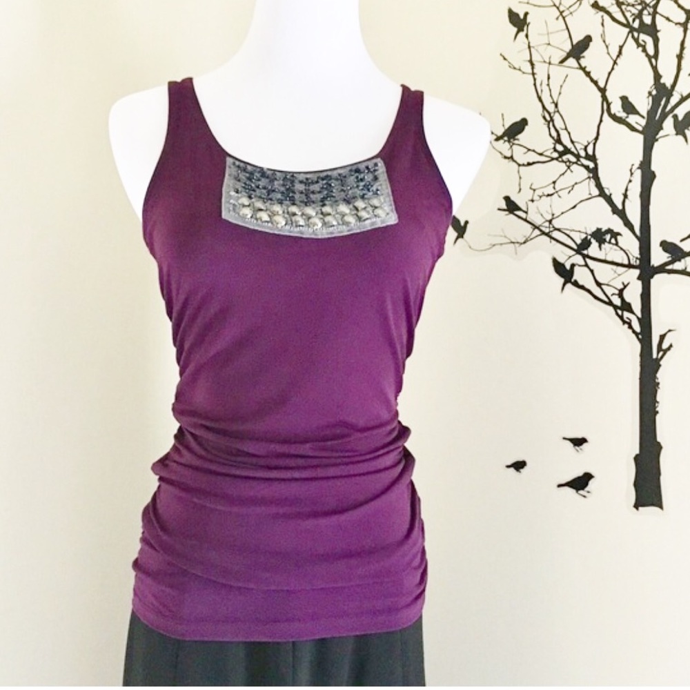 The Limited - Purple Top With Embroidery - XS
